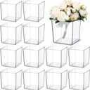 Tioncy 12 Pcs Clear Square Vase 5'' x 5'' Acrylic Flower Plastic Vases for Centerpieces Acrylic Cube Plastic Container Bulk Succulent Pots Planters for Plant Wedding Home Office Floral Decor