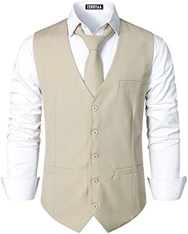 ZEROYAA Men's Hipster Urban Design 3 Pockets Business Formal Dress Vest for Suit Tuxedo M