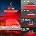 10000mAh Rechargeable 3000LM Tent Light Camping Light, 6500K 24Hours Long Play Time , Outdoor Night Market Light Night Fishing Light Emergency Lights for Hurricane Tsunami disasters (Red)
