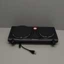 Elite Gourmet EDB-302BF# Countertop Double Cast Iron Burner, 1500 Watts Electric Hot Plate, Temperature Controls, Power Indicator Lights, Easy to Clean, Black