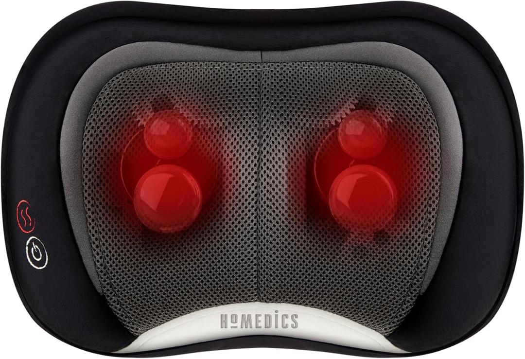HoMedics 3D Shiatsu FullBody Massager with Therapeutic Vibration, Soothing Heat with DeepKneading Massage Helps Release Tension in Neck, Back, Shoulders, Lightweight for Home, Office, Travel