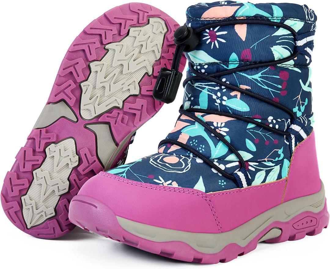 Toddler Snow Boots Boys Girls Winter Shoes Waterproof Slip Resistant Outdoor Warm Boots for Little Kids (7.5 Toddler, Purple)