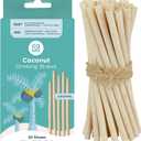 EQUO Coconut Drinking Straws (Pack of 50, Cocktail) - Plastic-free, Home-compostable, Eco-friendly Straws for Cocktails