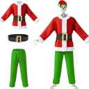 12 ft Christmas Skeleton Costumes Accessories Set Santa Claus Outfit Green Monster Costume, Skeleton Not Included