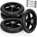 4 Pack Replacement Wheelchair Wheels, 6 Inch Solid Wheelchair Front Wheel Walker Caster Wheel Hub for Wheelchairs, Rollators, Walkers