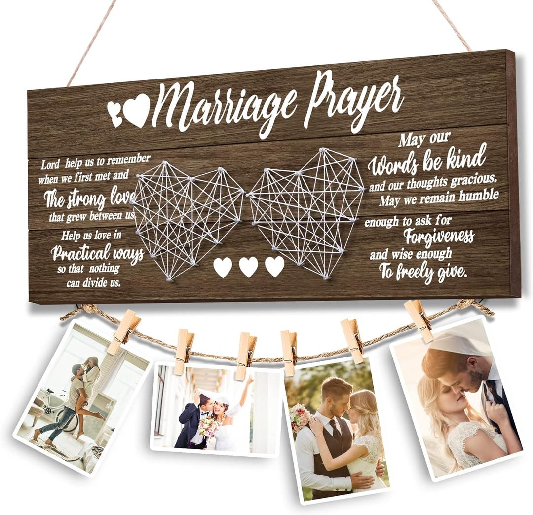 Wedding Gifts,Bachelorette & Bridal Shower Gifts for Bride and Groom Engagement Present for Wife NewlyWed Couple Marraige Prayer Photo Holder