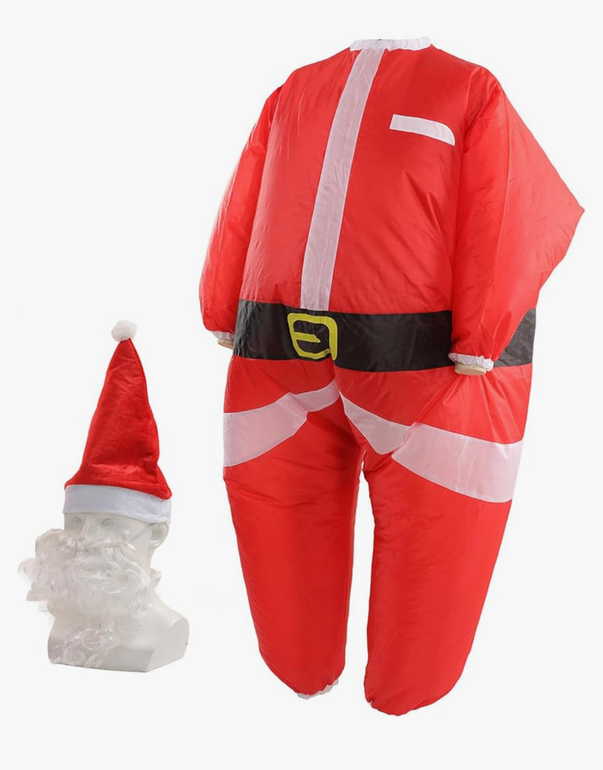 Inflatable Santa Costume, Polyester Battery Powered Inflatable Santa Costume Fat Suit Costume Santa Inflatable Outdoor Cosplay Party Costume for Adults, Santa Costume