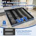 Portable Wheelchair Ramp 3FT, Non-Slip Folding Ramp 800 lbs for Home Steps
