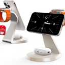 3 in 1 Charging Station for Apple Devices,Mag-Safe Charger Stand Fast Charging,Wireless Charger for iPhone 16/15/14/13/12 Series,& AirPods,& iWatch(USB Charger Included) (Warm Gray)