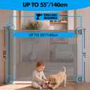 Retractable Baby Gate 55 Inch Wide for Indoor & Outdoor, Mesh Safety Gate, Gray, 33.6"Tall x 55"Wide