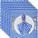 SmoothNovelty 12 Pack Buffalo Plaid Cloth Napkins 18x18 Inch Spring Checkered Cloth Napkins Scalloped Soft Cotton Table Mat Washable Reusable for Dinner Wedding Birthday Parties (Classic,Navy Blue)