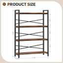 4 Tier Bookshelf 31.49" Width, Tall Book Shelf Storage and Organization, Wooden and Metal Industrial Bookcase, Large Book Shelves for Home Living Room Bedroom Office Storage(Vintage)