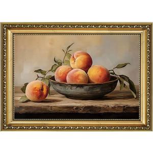 AIKETUO Gold Framed Retro Vintage Wall Art for Kitchen, Vintage Moody Picture Room Wall Decro, Artwork for Farmhouse Living Room Still Life Bathroom dining Room Office Decoration Large Big 24"L x 16"W
