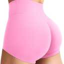 YEOREO Women's Biker Shorts 2.5" No Front Seam Elysina High Waist Hidden Scrunch Workout Gym Yoga Running Shorts (Light Pink) XS