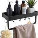 Luxflowing Hand Towel Ring with Shelf for Bathroom Wall, Drilling Installation, Sturdy and Beautiful, Can Also be Used in Kitchens, Balconies, Restrooms, Hotels (Black, Small)