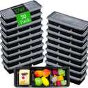 50 Pack 17 Oz Meal Prep Containers with 3 Compartments with lids,Disposable Plastic Bento Boxes Stackable Food Containers Snack,Dessert,Travel Lunch Boxes for Office,Picnic,Microwave Safe (50)
