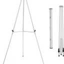 Falling in Art Aluminum Flip Chart Display Easel Stand with Adjustable Floor for Boardroom, Whiteboard, Paper Pads, Signage, 63 1/2'' High, Silver
