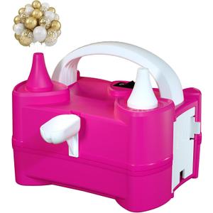 Electric Balloon Pump for Party Decorations  Portable Inflator, Auto Shutoff, Balloon Air Pump Dual Nozzle Rose Red 110V 600W