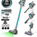 E.LUO Cordless Vacuum Cleaner,600W/≥45Kpa Stick Vacuum with Touch Screen,Max 60 Mins Runtime,Wireless Vacuum Cleaners for Home, Anti-Tangle Brush, Lightweight Vacuum for Pet Hair/Floor/Carpet-Green