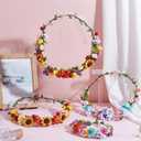 INFUNLY 20 Set DIY Artificial Flower Wreath Paper Roses Blue Pink Wedding Crowns Making Kit Colorful Hanging Floral Wreath for Front Door Make Your Own Flower Headbands Bracelets Kit for Women Girl