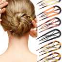 French Hair Pin for Women - U-Shaped Hair Fork for Updos, Chignons & French Twists, Durable Acrylic, Secure & Elegant Styling for All Hair Types (Tortoiseshell)