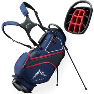 14 Way Dividers Golf Stand Bag Lightweight, Golf Bag for Men Women with Multiple Pockets, Dual Strap and Rain Cover Hood (navy blue)