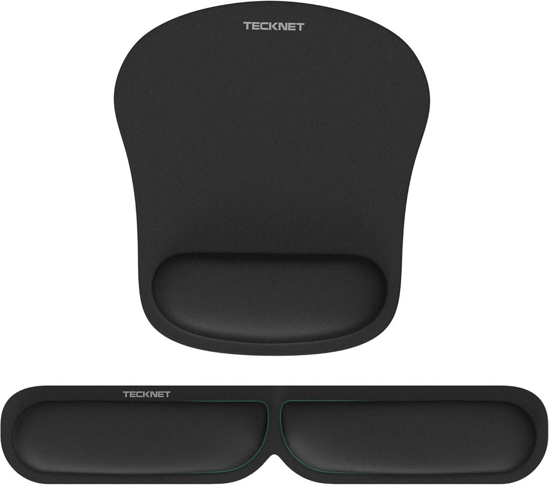 TECKNET Ergonomic Keyboard Wrist Rest and Mouse Pad, Foldable Memory Foam Wrist Rest for Computer Keyboard, Durable Mousepad for Computer Laptop Mac, Lightweight for Easy Typing and Pain Relief, Black