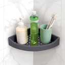 Corner Caddy Bathroom Shower Shelf Wall Mounted No Drilling Storage Shelves rack Adhesive Triangle Baskets ABS Bathroom Kitchen toilet Storage Basket Bathroom Accessories (Z 330 Dark grey)