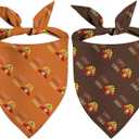 4 x Thanksgiving Dog Bandanas Puppy Scarf - Gobble Turkey Dog Outfits - 2 Pcs Adjustable Triangle Double-Layer Reversible Fall Pet Bandanas for Small Medium Large Dogs