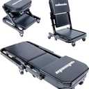 Mechanic Creeper 40inches 3-in-1 Z Seat 480lbs Capacity, Foldable Garage Chair Adjustable Rolling Black with 6pcs Wheels Roller, Lay Down Sit Lean Back, Under Car Shop Auto Repair, Man Gift