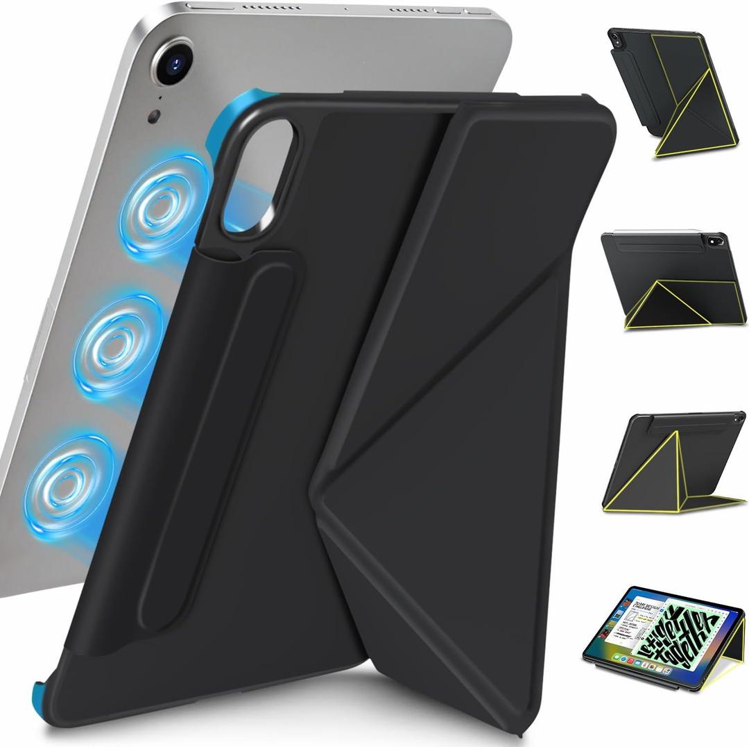 Landscape and Portrait Wonzir for iPad mini 7 A17 Pro Case(2024),iPad mini 7th/6th Slim Powerful Magnetic Case,4 Standibg Angles,Vertical Stand Cover,with Auto Wake/Sleep and Pencil Holder-Black