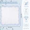 Hahafelt 6 Set Cloth Napkins 18x18inches Scalloped Embroidery Cloth Napkins Washable Polyester Table Dinner for Hotel Restaurant Weddings Events Parties (Blue)