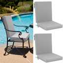 Patelai 2 Set 42x21x3 Inch Outdoor Patio Chair Cushions for Dining/Rocking Chairs High Back Soft Seat Pad with Ties Waterproof Fade Resistant for Indoor Outside Furniture (Modern, Light Grey)