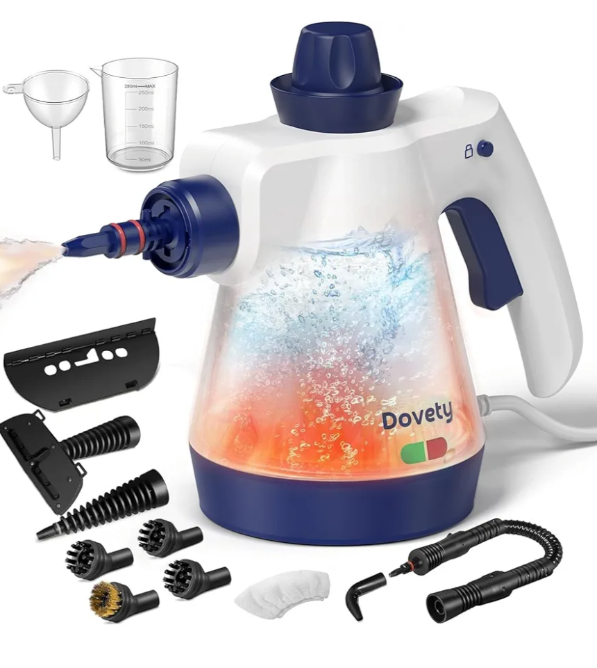 Steam Cleaner, Pressurized Handheld Steam Cleaner for Home with 12pcs Accessories & Safety Lock, Multi-Surface & Powerful Home Use Steamer for Cleaning, Car, Bathroom, Shower, Window, Grime, Grease