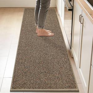 BEQHAUSE Kitchen Runner Rugs 24"x84", Non-Slip Kitchen Mats for Floor, Super Absorbent and Stain Resistant Kitchen Rug, Machine Washable Rugs for Kitchen, Hallway, Laundry & Sink, Taupe