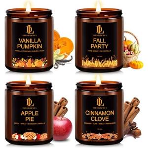 Fall Winter Candle Set, Winter Scented Candles for Home, 2 Pack Soy Candle Set, Holiday Christmas Gifts for Women Men, Christmas Scents of Vanilla Pumpkin/Cinnamon Clove/Apple Pie/Fall Party