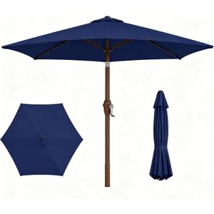 7.5ft Patio Umbrella, Outdoor Table Market Umbrella with Smooth Crank Lift, 6 Windproof Fiberglass Ribs, UPF50+ UV Protection for Deck, Pool, Garden and Backyard