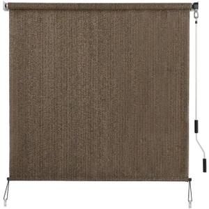 SEEYE Outdoor Sunshade Roller Shades 6' W x 6' H, Cordless Roll Up Shade Blinds Privacy Screen with 90% UV Protection, Exterior Patio Shade Cloth for Porch Pergola Balcony Backyard Windows, Mocha