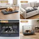 Washable Dog Bed Mat Soft Dog Crate Pad Fluffy Pet Kennel Beds Sleeping Mattress with Non-Slip Bottom for Extra Large Jumbo Medium Small Dogs, 53 x 36 Inch, Grey