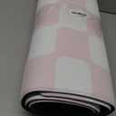 Pink Retro Curvy Checkered Grid Checkerboard Kitchen Rug Sets [2 PCs], Anti-Fatigue, Waterproof Non-Slip Kitchen Mats Heavy Duty Comfort Foam Rug for Floor, Home, Laundry,17"x29"+17"x47"