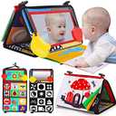 Tummy Time Baby Mirror Infant Toys Newborn 0 3 Months Brain Development with Crinkle Cloth Book Teether Black and White High Contrast Baby Toys 2 4 5 0-6 Month Boys Girls Sensory Activity Shower Gifts