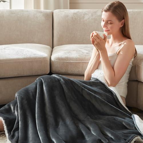 Amazon.com: ACCU-WARMTH Cozy Heated Blanket Throw Size - Fast Warming Electric Throw Blanket with 6 Heat Settings & 4 Hours Auto-Off, Ideal Gift for Her, 50"x60", Slate Grey : Home & Kitchen