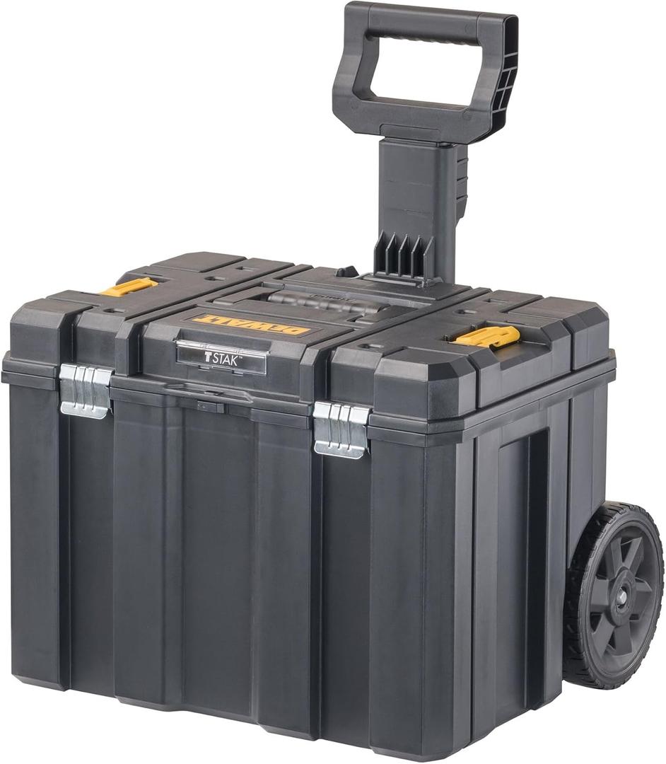 DEWALT Tool Box with Wheels Modular, Large Rolling Tool Box With Telescopic Handle, Portable Carrier Deep Stackable TSTAK Storage (DWST17820)
