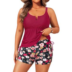 Women's Plus Size Tankini Swimsuit - Two Piece Bathing Suit with Shorts 2025 V-Wired Tummy Control Swimwear