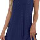 BKRIVE Coverup Summer Dresses for Women 2026 Eyelet Casual Loose Sleeveless Sundresses Tank Dresses with Pockets (Blue, M)