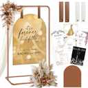 Wedding Sign Holder, Adjustable Welcome to Our Wedding Sign Stand W/Design Bundle & Leather Sign Hanging Straps, Heavy Duty Easel Stand for Sign, Wedding Seating Chart Stand, Easel for Display (Copper)