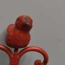 Iron Cookbook Stand ~ Book Holder Adorned with Bird ~ Worn Red Color