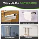 Paper Towel Holder Under Cabinet - Wall Mount & Self-Adhesive, Silver Stainless Steel, Hanging Paper Towels Holder for Kitchen & Bathroom, Strong Stick-On or Screw Mount Kitchen Paper Towel Rack