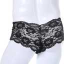 Gay Sissy Femboy Panties Mens See-Through Lace Lingerie Thong Briefs for Crossdressers, Sexy Sheer Underwear (XL)