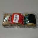 JarThenaAMCS 3 Rolls Christmas Ribbon 2.5" Xmas Glitter Wired Ribbon for Christmas Tree 30 Yard Red Green Gold Craft Ribbon for Bow Wreath Craft Gift Wrap Party Decor Pack of 2